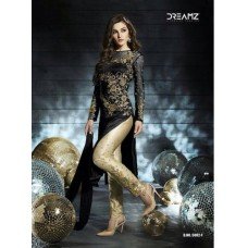 D5002-F BLACK AND GOLD DREAMZ PARTY WEAR DRESS